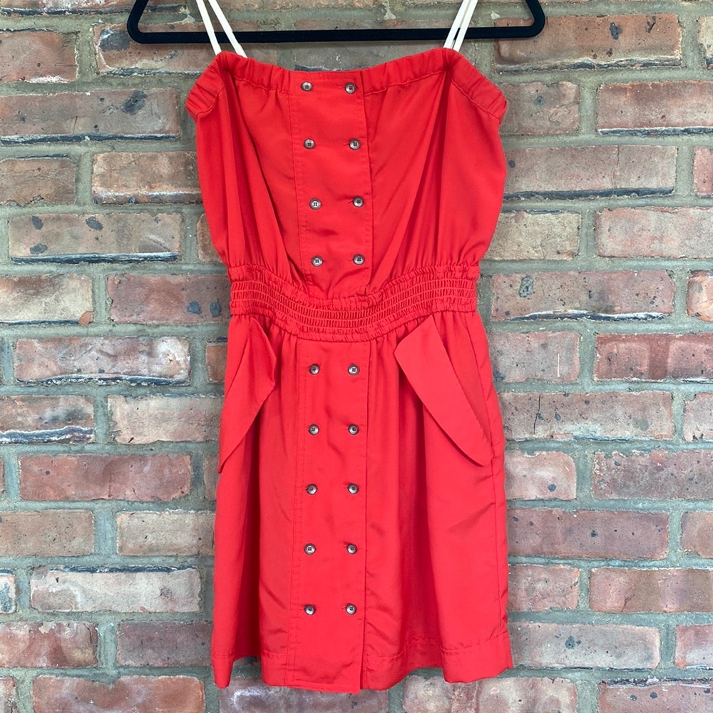 BCBG Strapless Red Dress w/ Pockets